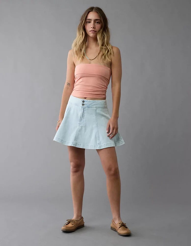 Minijupe trapèze en denim à taille haute extensible AE