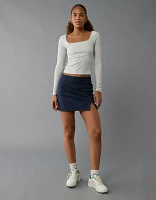 AE High-Waisted Suede Mini Skort