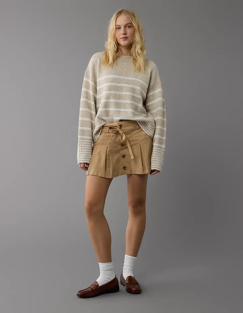 Minijupe-short plissée extensible à taille basse AE