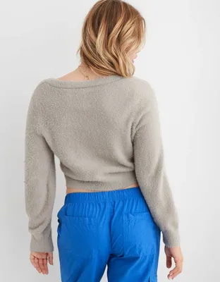 Aerie Fuzzy Cropped Cardigan
