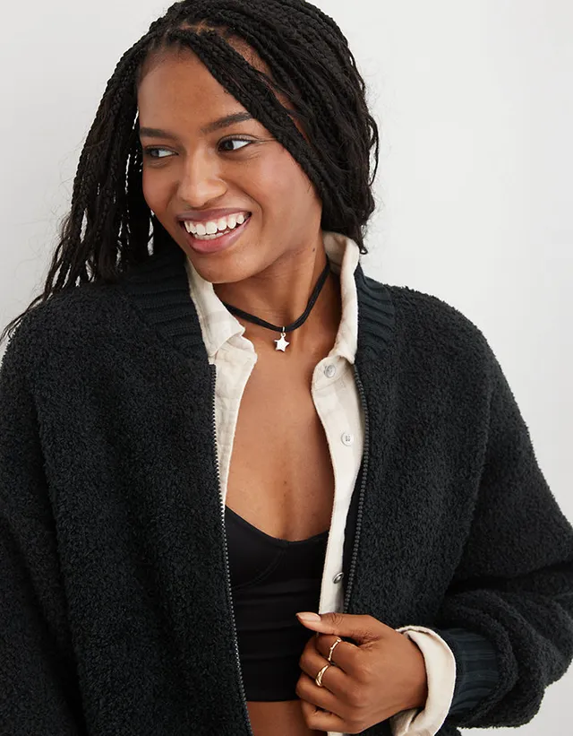 Aerie Fuzzy Cropped Cardigan