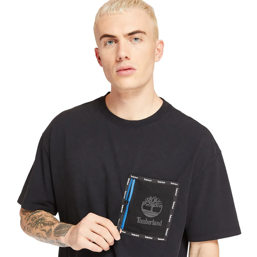 Timberland | Men's Relaxed Fit Mixed-Media T-Shirt