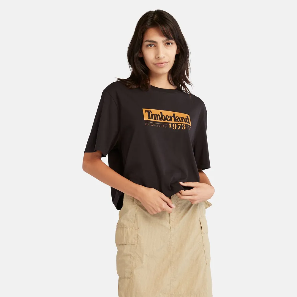 TIMBERLAND | Women's Linear-Logo Cropped T-Shirt