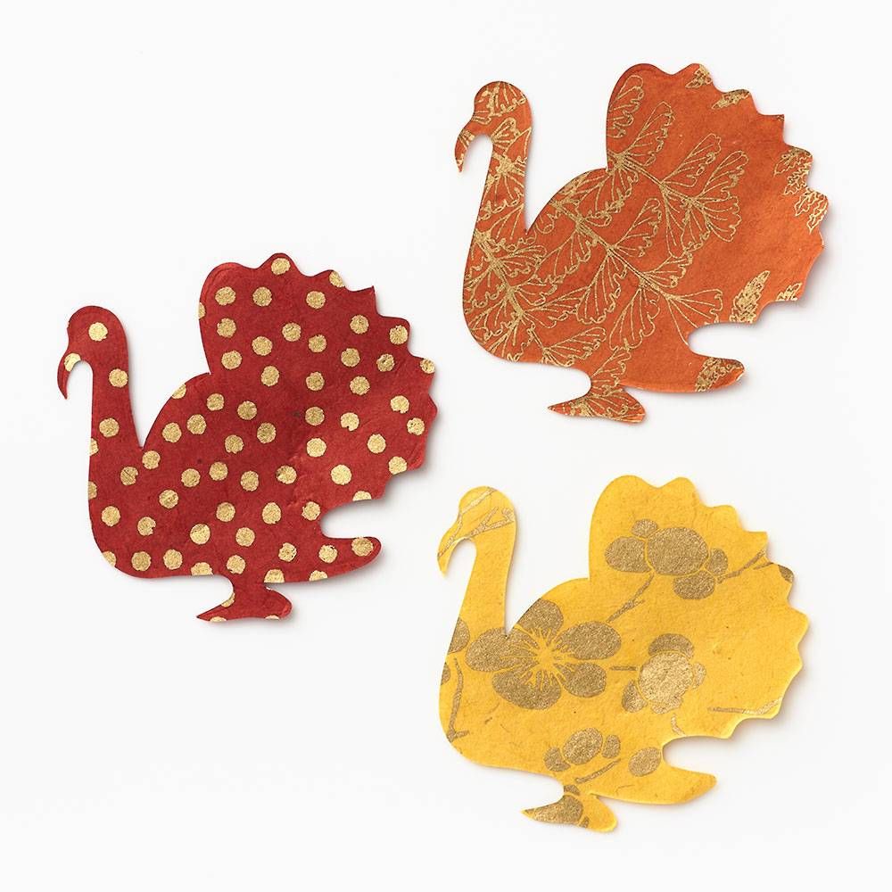 Die-Cut Handmade Paper Turkeys