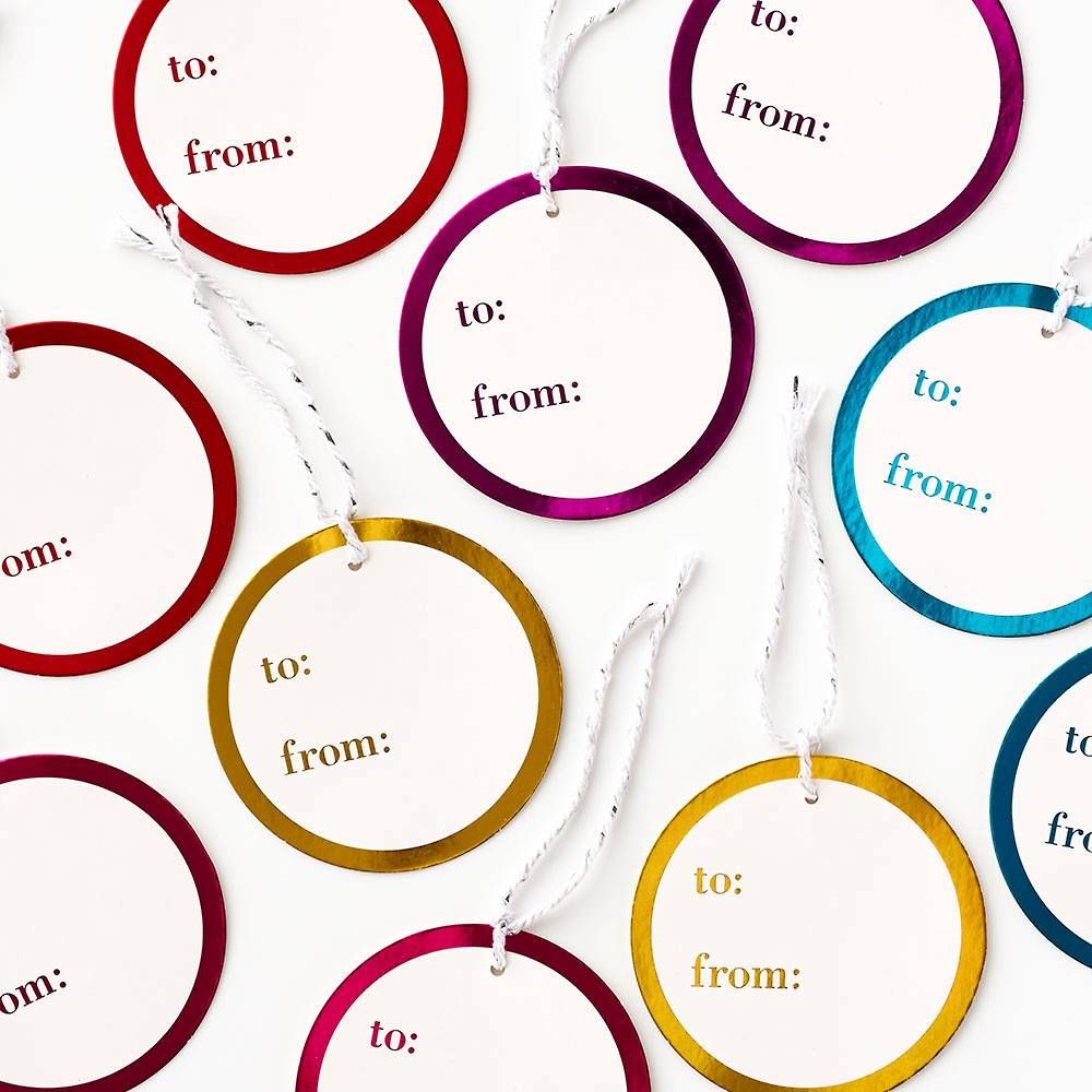 Rainbow Foil Circle Gift Tags