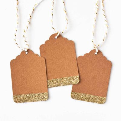 Gold Glitter Kraft Gift Tags