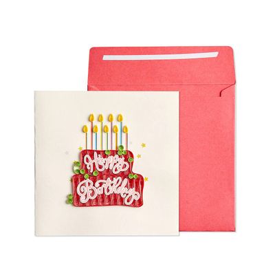 Quilling Red Cake Birthday Card