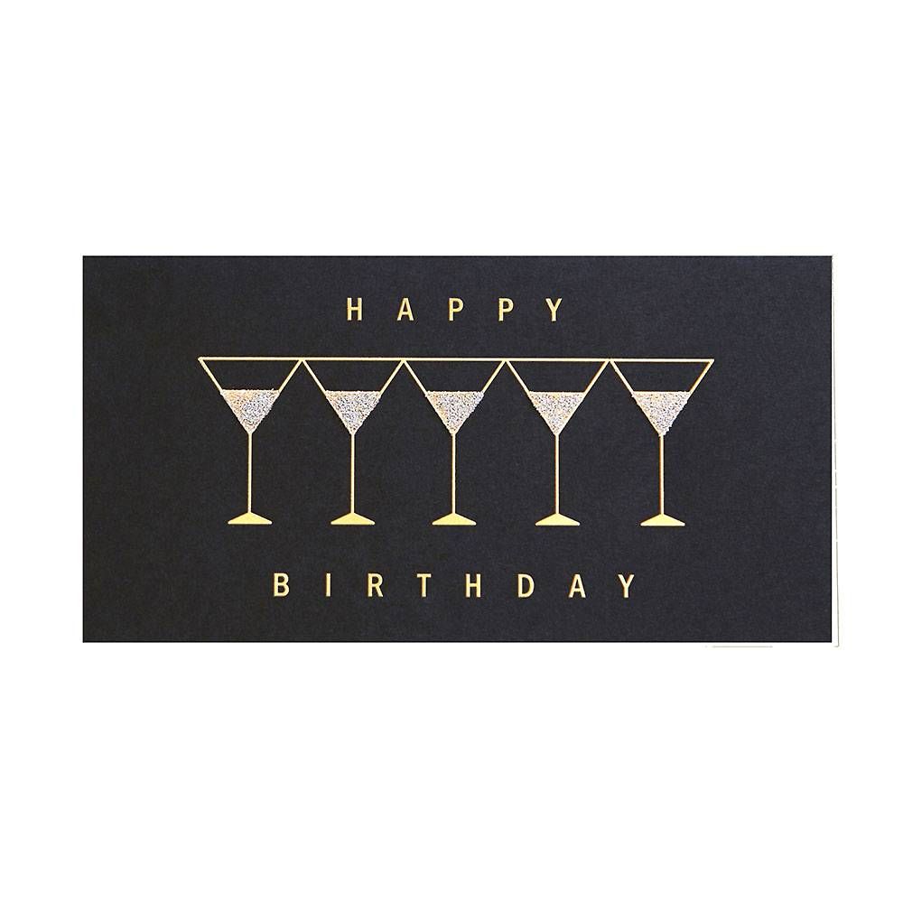 Glitter Martini Money Birthday Card