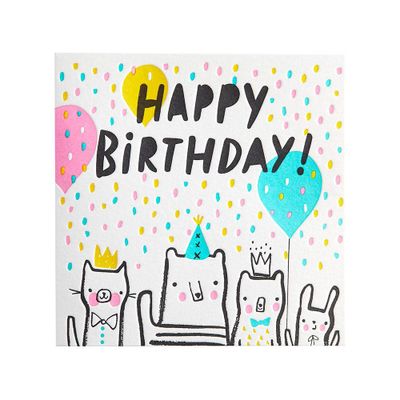 Confetti Party Critters Birthday Card