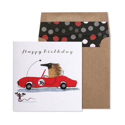 Racecar Critter Birthday Card