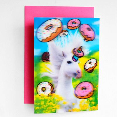 Unicorn and Donuts Birthday Card