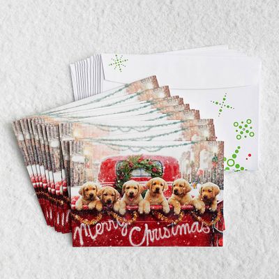 Dogs in Red Truck Holiday Card Set