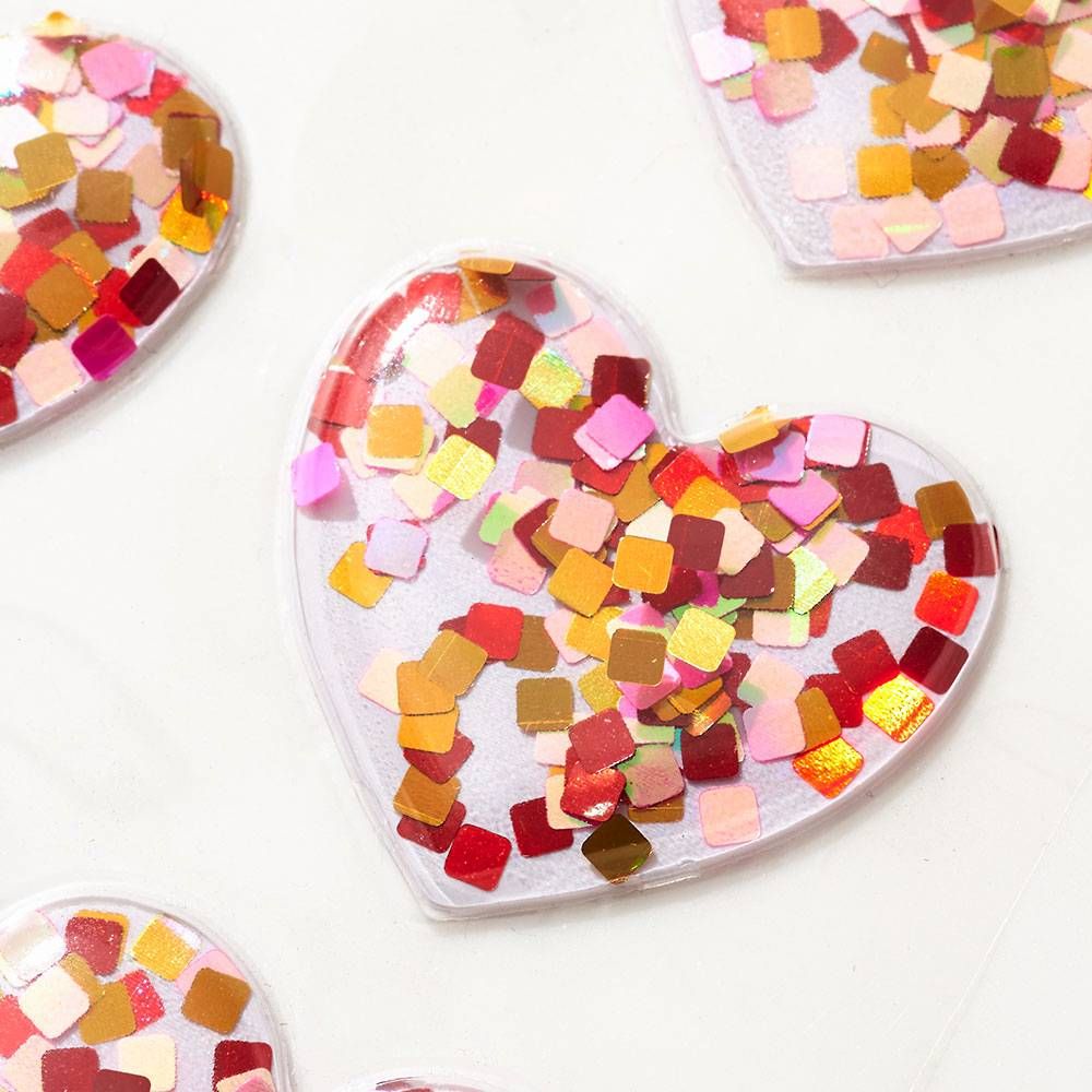 Confetti Heart Shaker Stickers