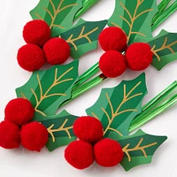 Holly Pom Gift Embellishments