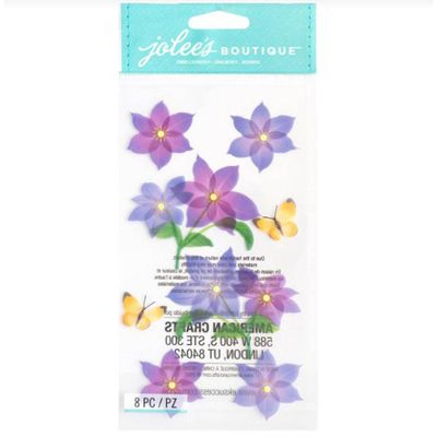 Purple Vellum Flower Stickers