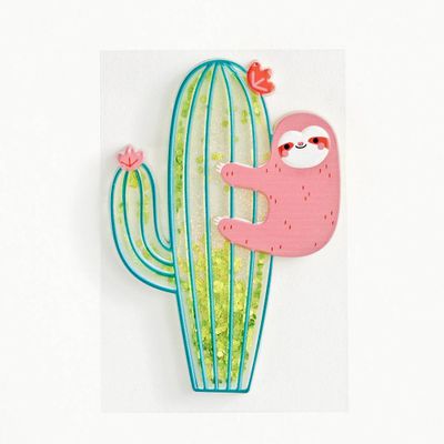 Sloth on Cactus Floaty Sticker