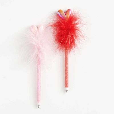 Furry Iridescent Heart Pen