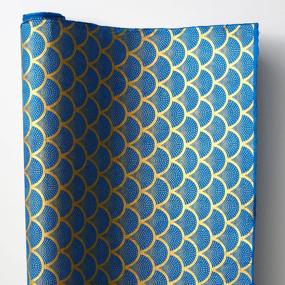 Gold & Blue Scallop Handmade Paper