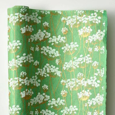 Gold Dandelions on Mint Handmade Paper