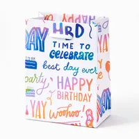 Happy Birthday Rainbow Script Gift Bags