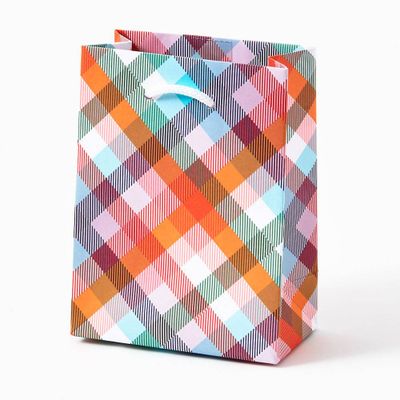 Vibrant Plaid Small Gift Bag