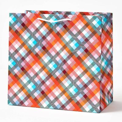 Vibrant Plaid Large Gift Bag