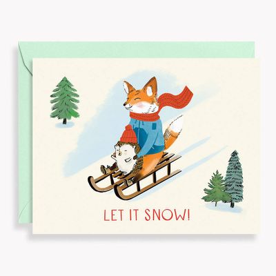 Sledding Critters Holiday Card
