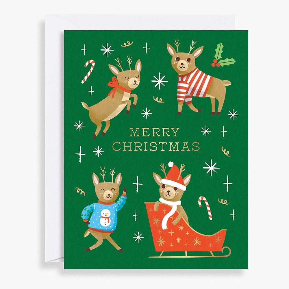 Merry Christmas Reindeer Holiday Card Set