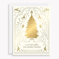 Gold Deco Tree Holiday Card Set