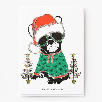 Specialty Glitter Frenchie Holiday Card