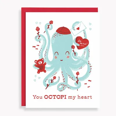 Octopi My Heart Valentine's Day Card