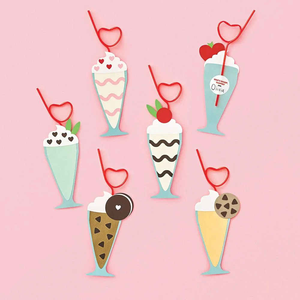 Milkshakes With Straws Valentine Card Kit