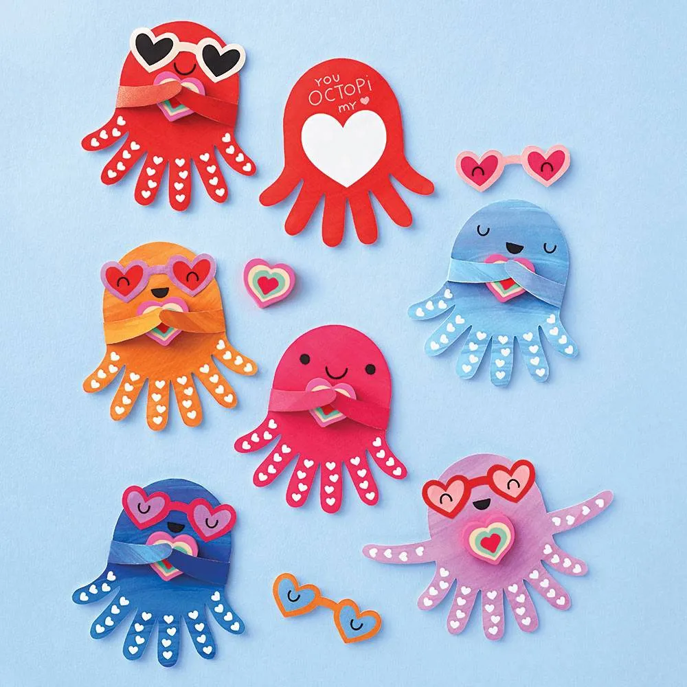 Octopus Eraser Valentine Card Kit