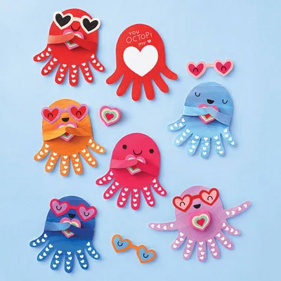 Octopus Eraser Valentine Card Kit