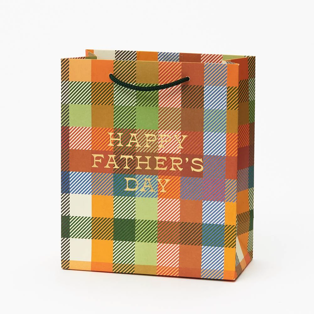 Happy Fathers Day Plaid Gift Bag