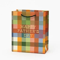 Happy Fathers Day Plaid Gift Bag