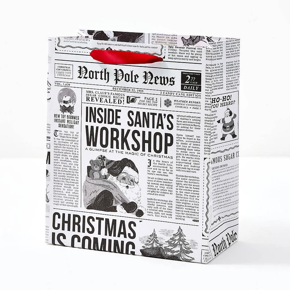 North Pole News Medium Gift Bag