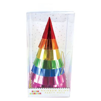 Rainbow Fringe Party Hats