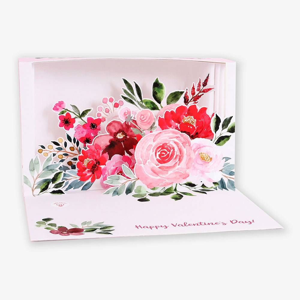 Popup Floral Bouquet Valentine's Day Card