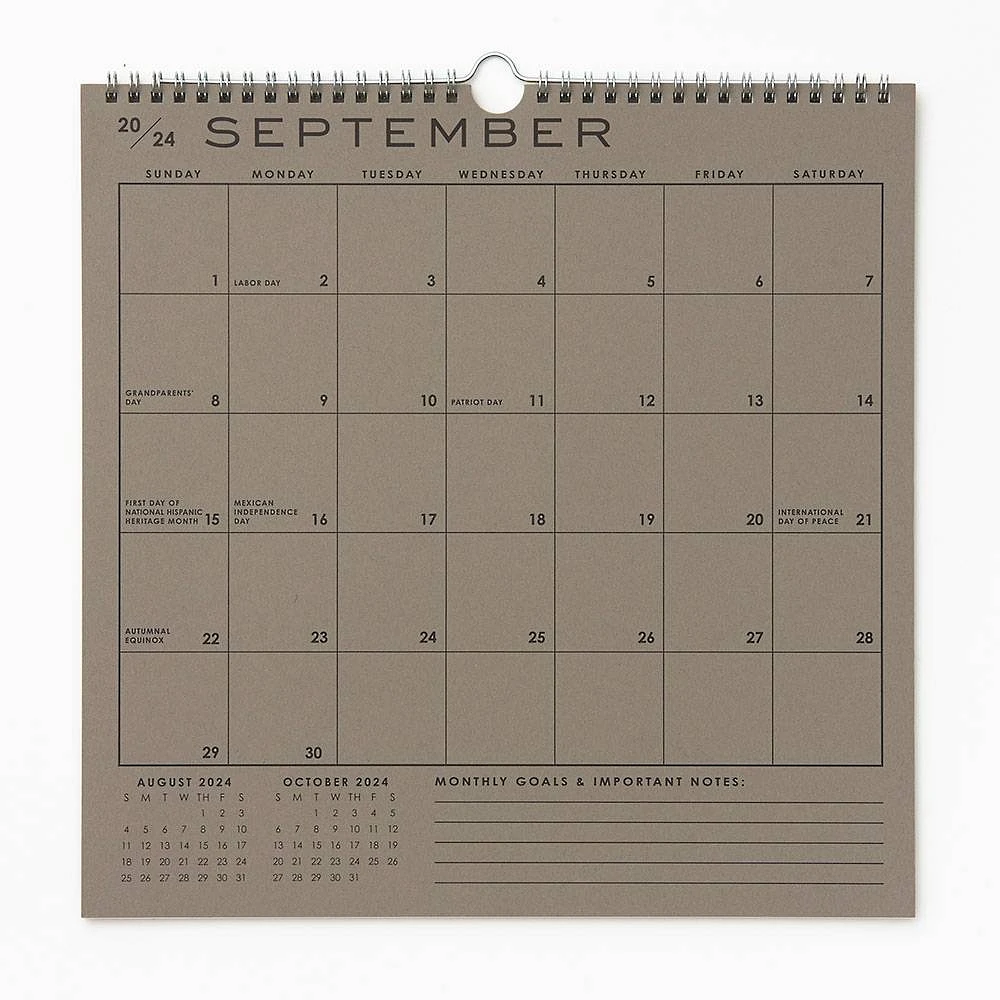 2024-2025 Paper Source Grid Wall Calendar