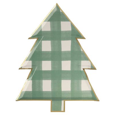 Meri Meri Green Gingham Tree Plates