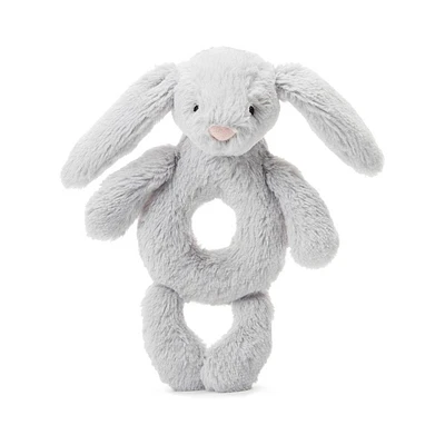 Bashful Grey Bunny Ring Rattle