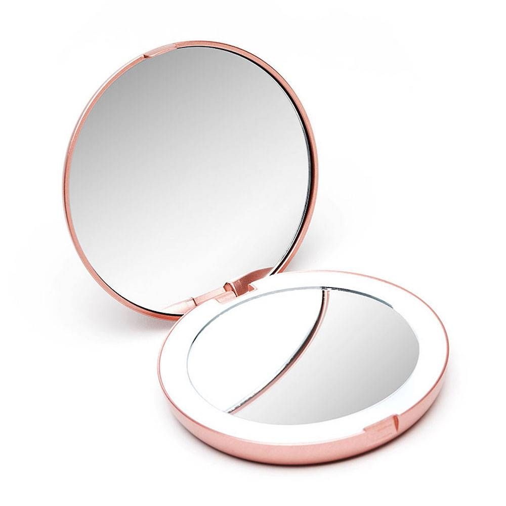 Rose Gold Compact Lighted Mirror