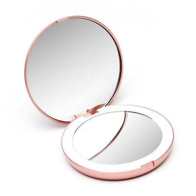 Rose Gold Compact Lighted Mirror