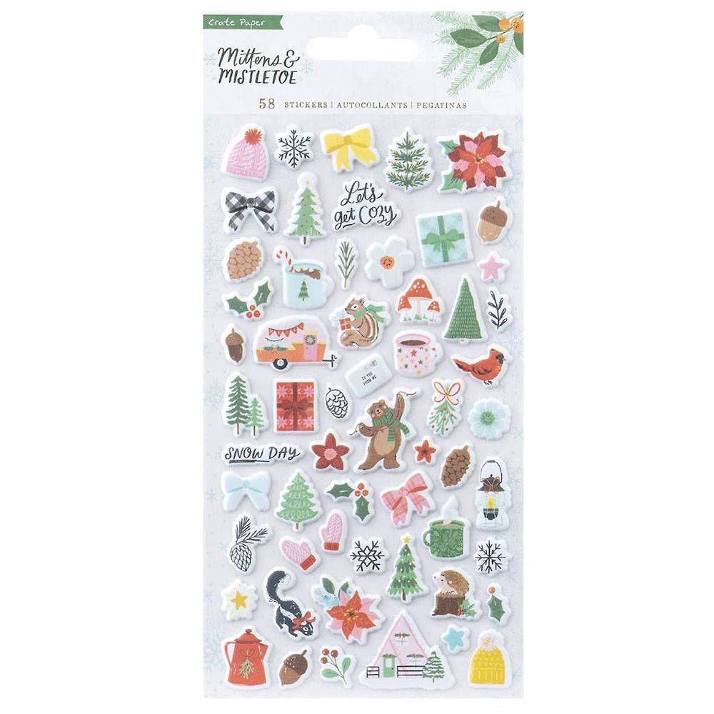 Mittens & Mistletoe Puffy Stickers