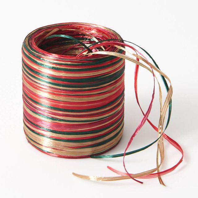 Paper Source Red/Gold Metallic Raffia Ribbon