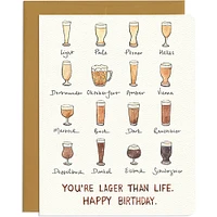 Lager Than Life Birthday Card