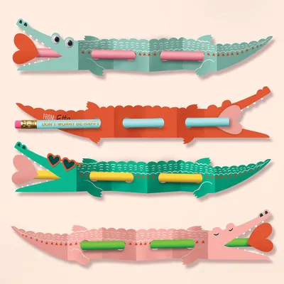 Snappy Gators Pencil Valentine Card Kit