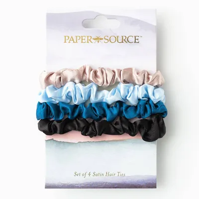 Blue Satin Hair Scrunchies