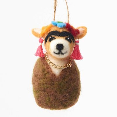 Frida Felt Dog Ornament